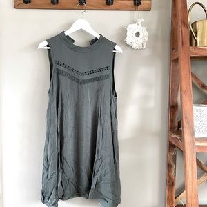 Green high neck dress